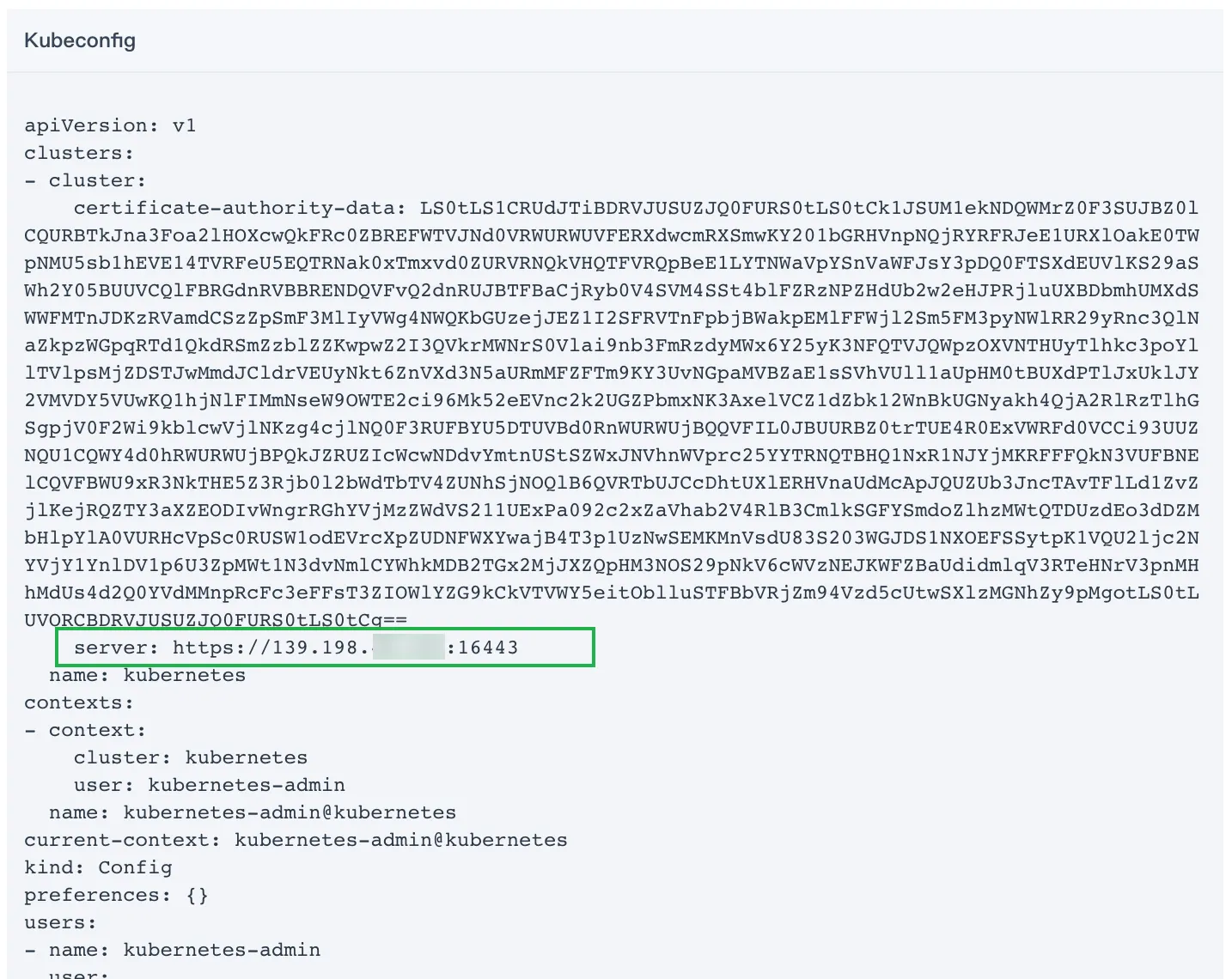 kubeconfig server value 2